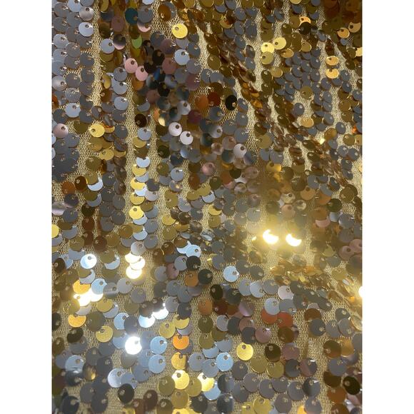 EUC - Anna-Kaci Gold Metallic Sequin Full Zip Varsity Jacket - Picture 6 of 7